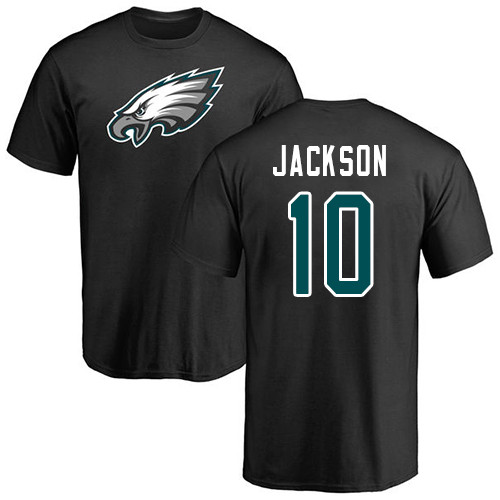 Men Philadelphia Eagles #10 DeSean Jackson Black Name and Number Logo NFL T Shirt